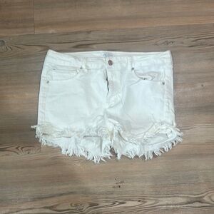 White Distressed Denim Shorts